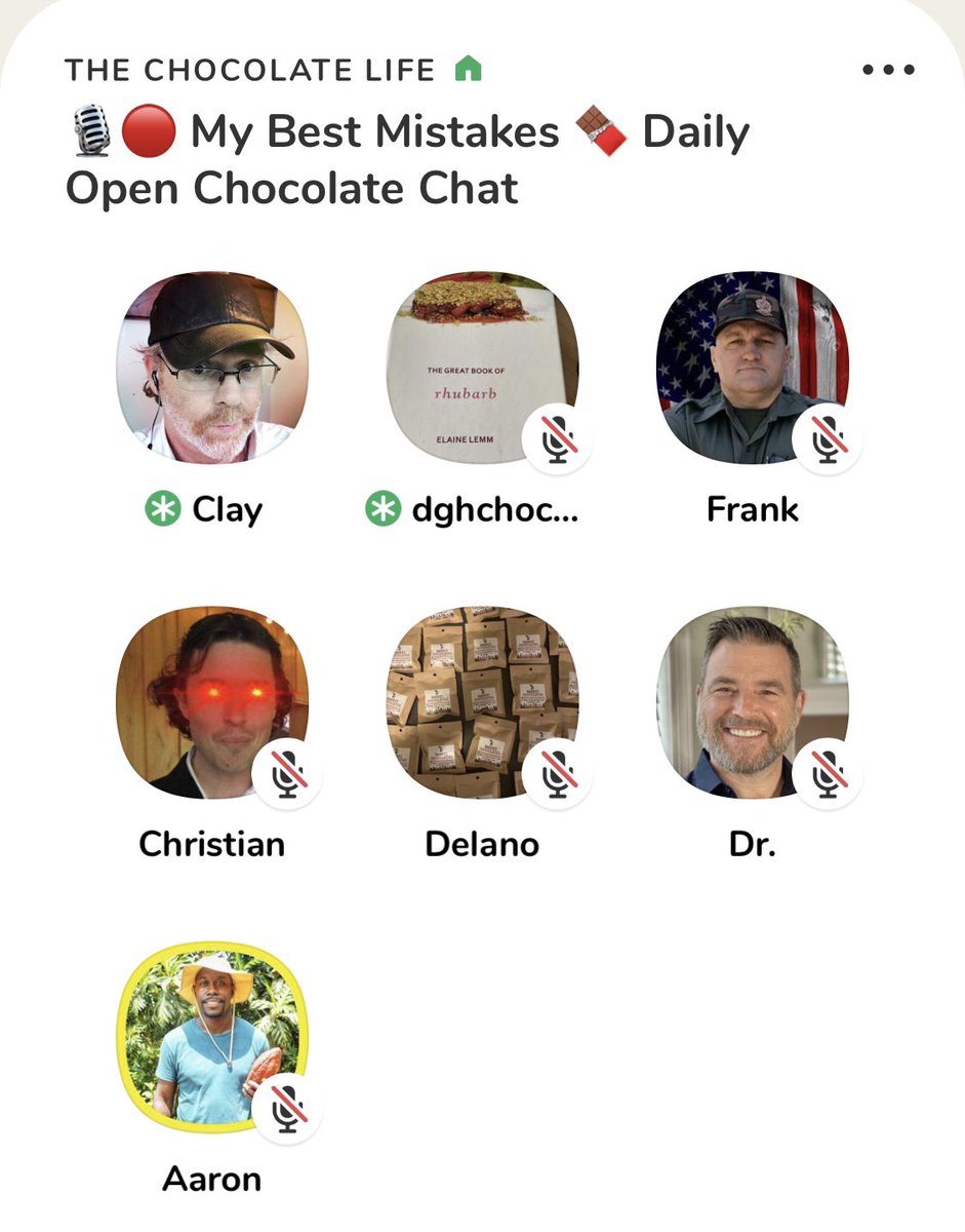 I love #Clubhouse so much! Fascinating discussion all about chocolate with authors, #chocolate makers, a pastry chef, a #cocoa farmer, a chocolate consultant—from all over the world! Weekdays at 8am ET. 
<a href="/DiscoverChoc/">TheChocolateLife & Pod Save Chocolate</a> <a href="/dghchocolatier/">Coeur de Xocolat</a> <a href="/AaronSylvester/">Aaron Sylvester</a> <a href="/BanditChocolate/">ChocolateBandit😈</a> @fmanteau0311