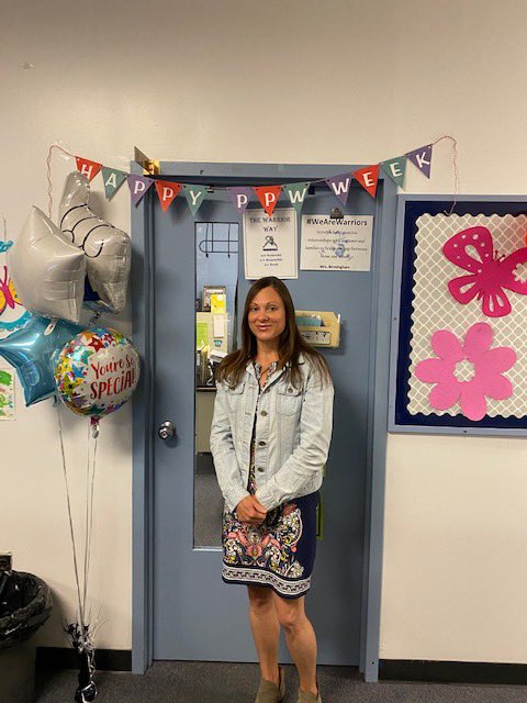 “I’ve enjoyed helping students connect to online learning, supporting frustrated parents and finally seeing some familiar faces back in the building! Thanks to my awesome counseling Dept. for celebrating me for PPW week! I love being a part of the <a href="/LaPlataHS/">La Plata High School</a> team”- Ms. Birmingham