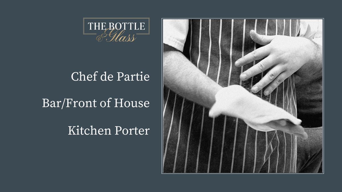 WE'RE HIRING!

A fantastic opportunity has arisen for the following professionals to join our amazing team!

👩‍🍳 Chef de Partie
🍺 Bar/Front of House
🍴 Kitchen Porter

See details of all jobs &amp; how to apply here 👉 uk.indeed.com/cmp/The-Bottle…

Please RT to spread the word! 💛