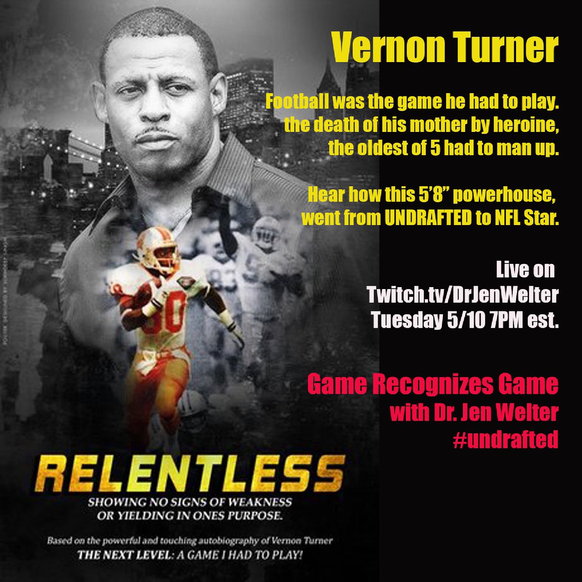 Dr. Jen Welter (@jwelter47) on Twitter photo Tonight live on <a href="/Twitch/">Twitch</a> - <a href="/VernonMTurner/">Vernon M. Turner</a> - talk about a story that champions the human spirit. Follow my channel twitch.tv/drjenwelter Tonight live on <a href="/Twitch/">Twitch</a> - <a href="/VernonMTurner/">Vernon M. Turner</a> - talk about a story that champions the human spirit. Follow my channel twitch.tv/drjenwelter