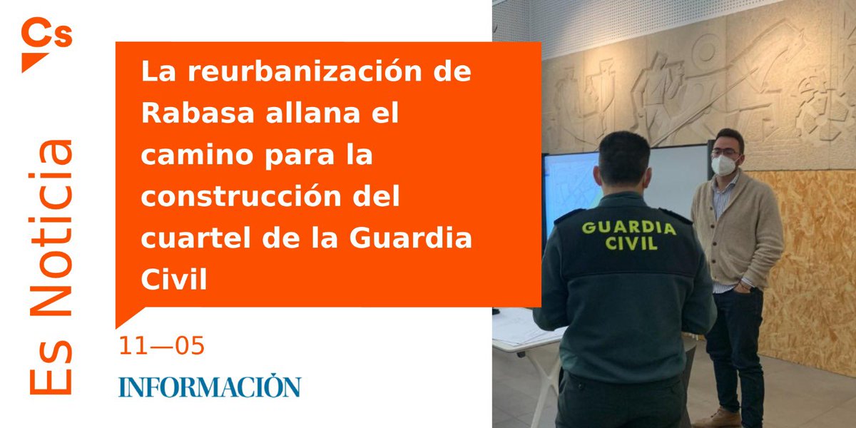 CSAlicante_C's tweet photo. 👏🏽 Tras 31 años de espera, la Guardia Civil de Alicante tendrá una Comandancia adaptada a las nuevas necesidades. #LogrosCs 

👉🏽 Desde Urbanismo aprobamos el proyecto de reurbanizacion de la parcela de la futura Comandancia situada en Rabasa. 

📲 https://t.co/cf85XjcBph https://t.co/ucwppCqngN