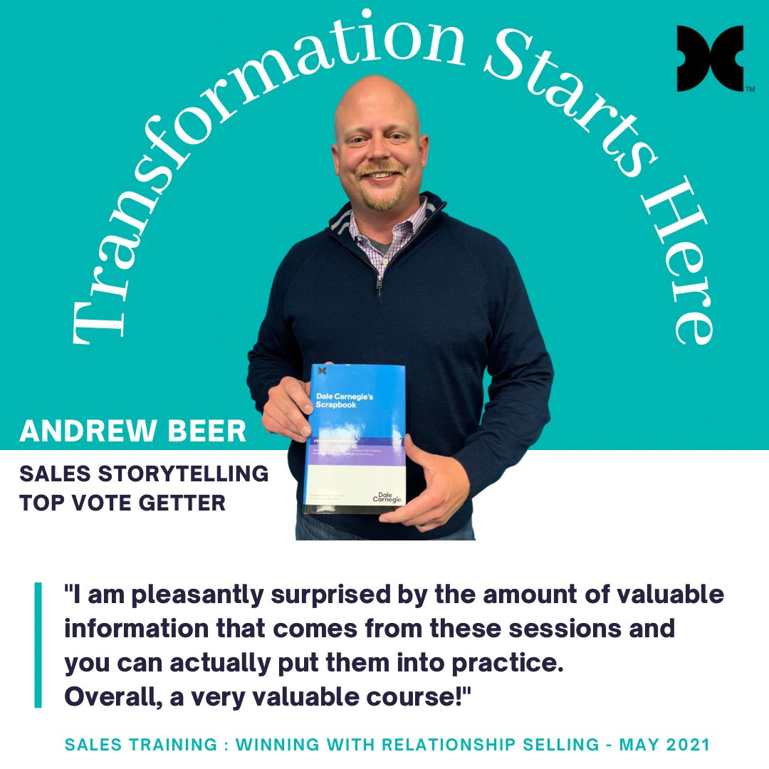 Learn and practice a sales process that increases more deals and referrals in just three days!

Individuals like Andrew Beer are gaining real insights from our Sales Training: Winning with Relationship Selling course.