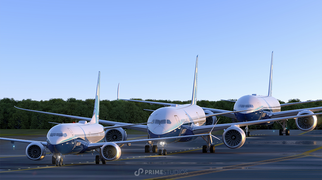 PrimeStudiosVFX's tweet photo. 3d generated models of @Boeing 737-10, 787-9 and 777X-9 airplanes taxiing in a CGI airport. This render shows the comparison between aircrafts situated in real life context. 

#boeing #avgeek #aviation #3d #3drendering #3dmodeling #3dvisualization #cgi https://t.co/woPwIyb9Df