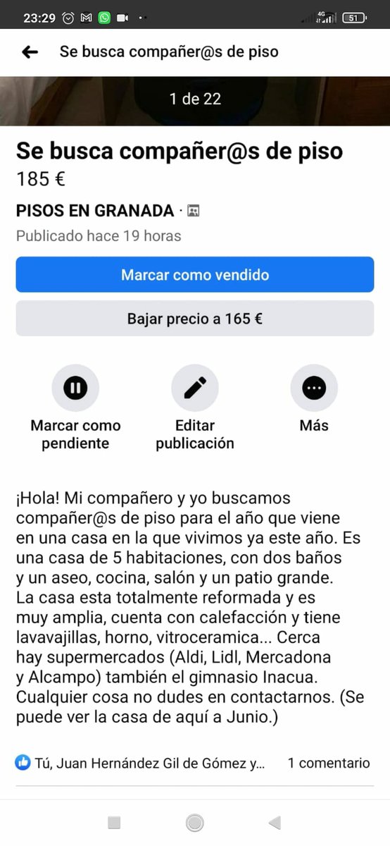 ¡Hola! Mi compañero <a href="/Juanhernan_98/">Juan HGdG</a> y yo buscamos compañeros de piso para el curso que viene en Granada, para una casa situada en estación de autobuses. 
¡Se agradece difusión!