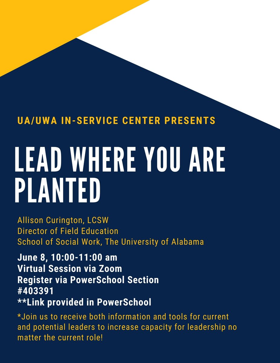 UofARIC's tweet photo. Join @amcuring on June 8 for the virtual session, "Lead Where You are Planted." Receive information and tools to increase capacity for leadership regardless of your current role! Register via PowerSchool section #403391. https://t.co/rhSSmuluFd