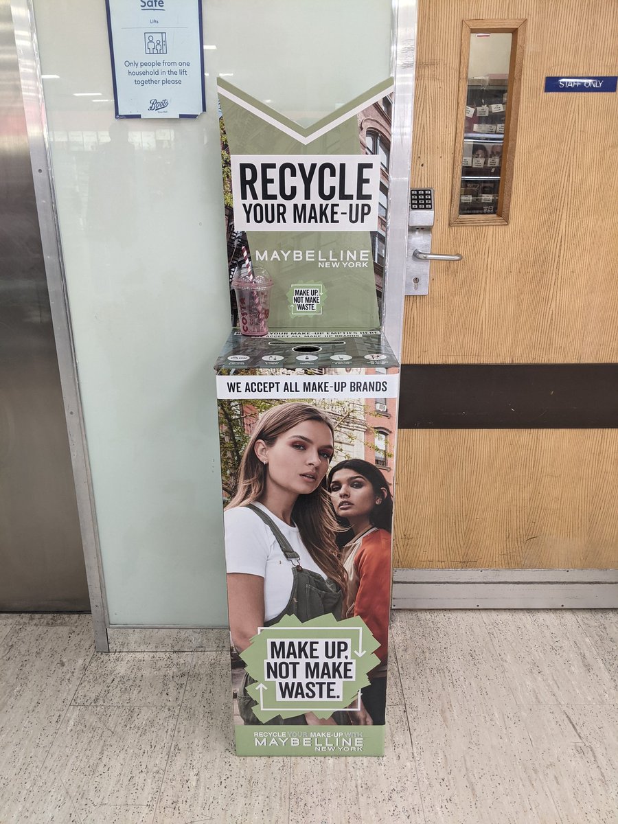 Another accidental discovery - @maybellineNYUK make up recycle bins in <a href="/BootsUK/">Boots</a>, for any brand. Great news for my hoard of empties that I feel too guilty to throw into landfill! #zerowaste #plasticpollution