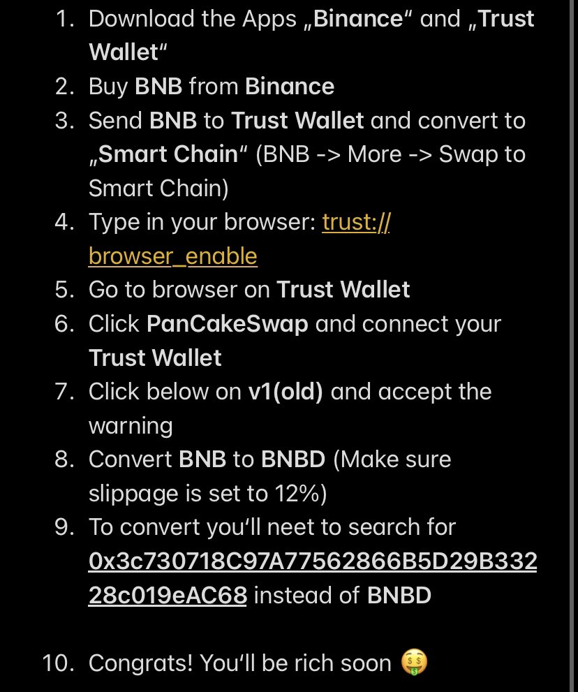If you want to be EARLY in a CRYPTO then buy BNB Diamond!!!

50.000 HOLDERS in 2 DAYS!
STILL VERY EARLY!

x1000 Potential from here! This will be the next #SafeMoon!

Contract: 0x3c730718C97A77562866B5D29B33228c019eAC68

#BNBD #BNBDiamond #BNB #BSC