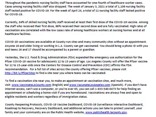 La Public Health On Twitter L A County Metrics Continue To Show Progress No New Covid 19 Deaths Among Healthcare Workers In 3 Weeks 18 New Deaths And 224 New Confirmed Cases Of Covid 19
