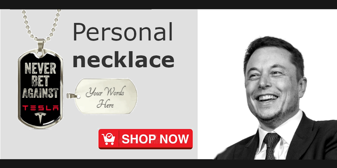 tshirt_shops's tweet photo. "Never bet against Tesla" quoted tag necklace is created for real Tesla believers and owners. It's available /w gold and sliver finish.
Why would you crash TESLA? Be normal!
#Tesla #ElonMusk  $TSLA

Shop with 10% Off
https://t.co/uAWzLI4sbC https://t.co/mr4cnqpHa1