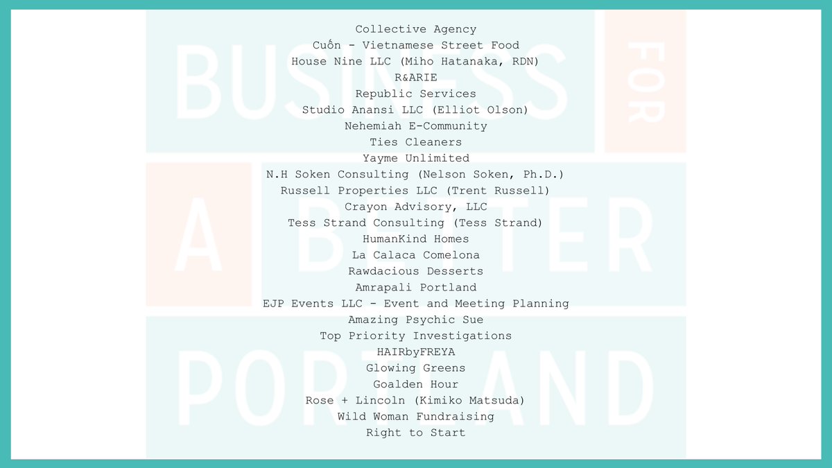 wearebbpdx's tweet photo. We're one week in to our first-ever Membership Drive and already so inspired by the way the business community is showing up for Portland's future. Help us welcome the following businesses to #BBPDX. https://t.co/FV4k55CyDW