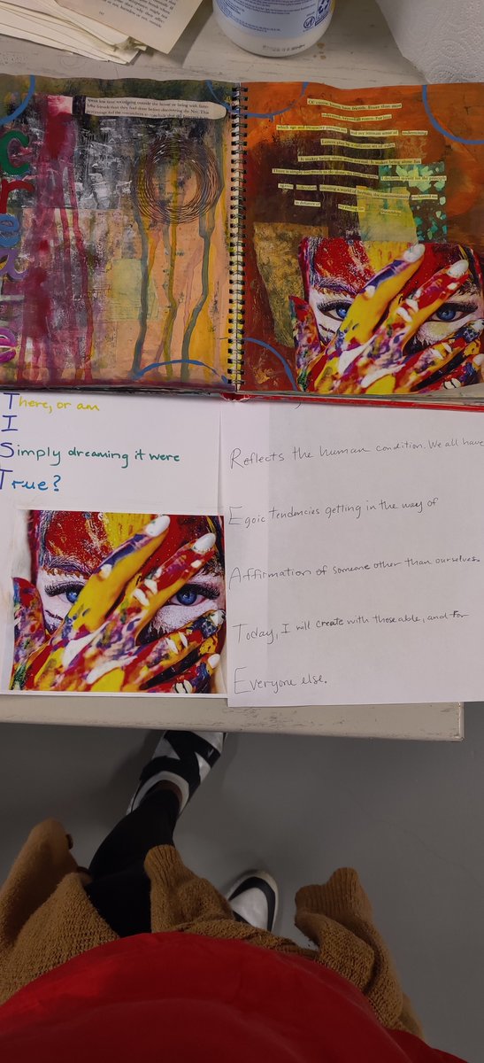 We had another fun night in the Art Journaling with Old Books class last night! We love seeing what the students create in class.