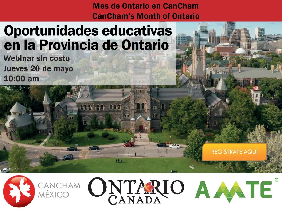 CanChamMx's tweet photo. 🍁Mes de Ontario en CanCham🍁

Hablaremos de la importancia que tiene la provincia de Ontario para el intercambio académico 🇲🇽🇨🇦 así como las actualizaciones y oportunidades para estudiar y desarrollarse en #Ontario.   

🗓️20 may 
⏰10am
✍️ https://t.co/NRE0YdujCn
@Shannon_Export https://t.co/1fGmzCgPI5