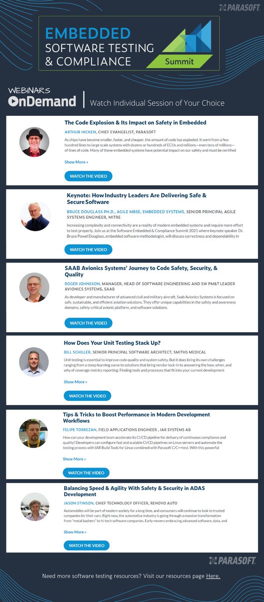 table4juan's tweet image. Didn't get a chance to attend @Parasoft 's Embedded Software Testing & Compliance Summit last week? Not a problem. Watch the individual sessions on-demand. #embeddedsoftwaretesting #embeddedsoftware #safetycritical >>> lnkd.in/g8Nh66G