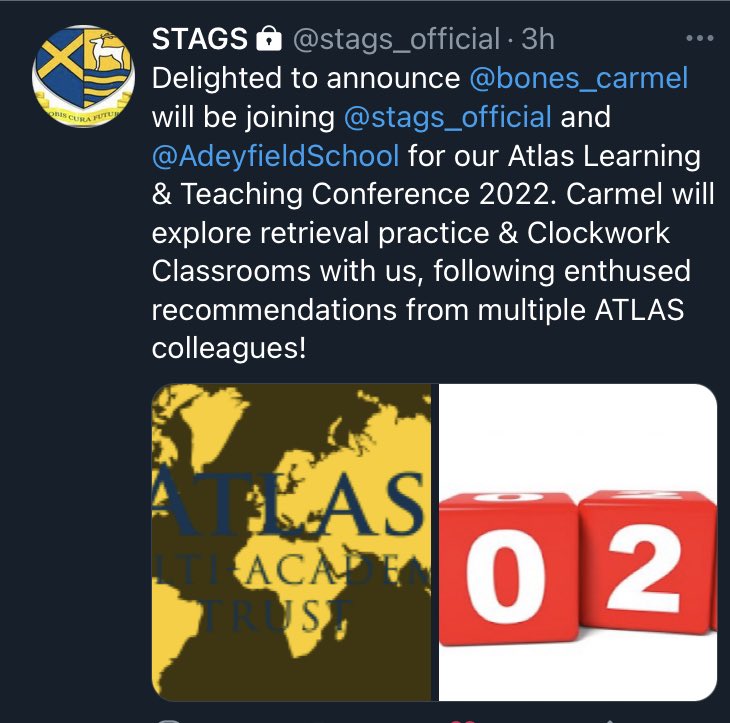 Learning &amp; Teaching Conference 2022 🙌 <a href="/bones_carmel/">Carmel Bones</a> <a href="/stags_official/">STAGS</a> <a href="/AdeyfieldSchool/">The Adeyfield Academy</a> 👌