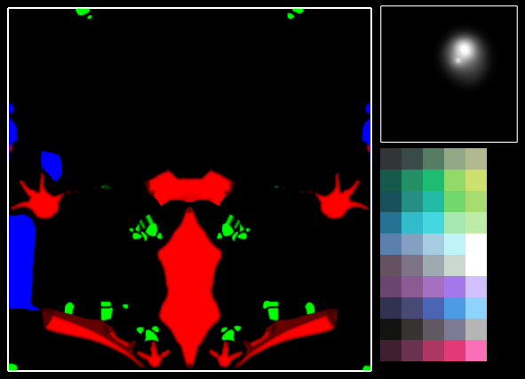 greisane's tweet photo. @Heshbat @SorcArts the only texture for the body is a color map which is used to refer to the palette.
roughness is faked on the scales by switching to a higher mip of the highlight https://t.co/FAGuTHYZlj