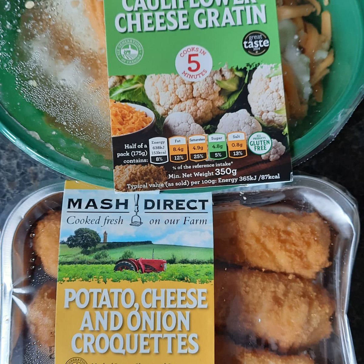 paulwattersu2's tweet photo. Another idea from the finest mash direct range. Cheese and onion potato croquettes. A cauliflower conchiglioni cheese a seasonal salad served with a homemade tomato ketchup. #simpletastyhealthybypw #mashdirect https://t.co/HjMVwCfdRQ
