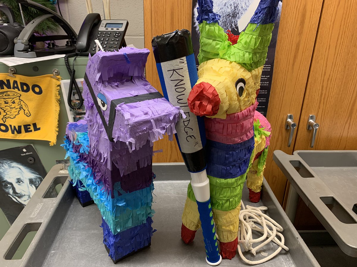 ColumbianBio's tweet photo. AP Bio Nerd Herd......The piñatas are all set for Thursday’s Trece de Bio pre-exam festivities. #TCbio #APBio https://t.co/9xO4a1iMBg