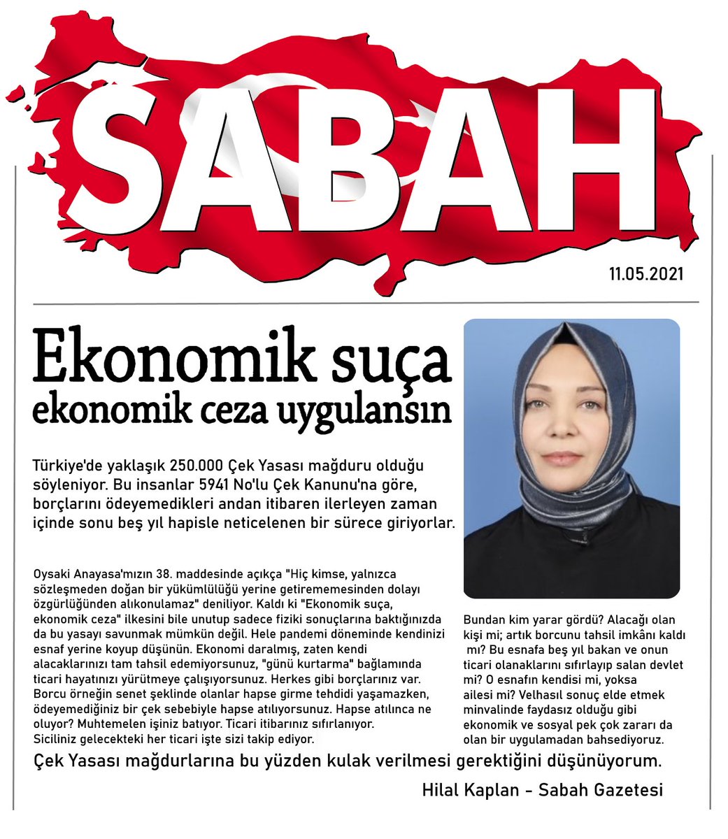 #CekYasasıMagdurları

Yaşanan ekonomik saldırılar ve Pandemi nedeniyle zor duruma düşen esnaflara destek veren <a href="/hilal_kaplan/">Hilâl Kaplan</a> a teşekkür ederiz

İktidarımız #CekeHapisCezasıKalksın demelidir

<a href="/RTErdogan/">Recep Tayyip Erdoğan</a> <a href="/BY/">Binali Yıldırım</a> <a href="/nurettincanikli/">Dr. Nurettin Canikli</a> <a href="/abdulhamitgul/">Abdulhamit Gül</a> <a href="/mehmedmus/">Dr. Mehmet Muş</a> <a href="/yilmaztunc/">Yılmaz TUNÇ</a> <a href="/mustafaelitas/">Mustafa Elitaş</a>