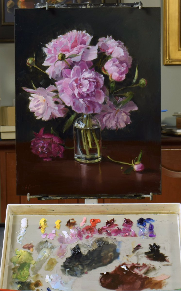 SandraCorpora's tweet photo. Just finished my peony painting #Peonies #paintings #TweetersFlowerShow #artistsontwitter #artist #oilpainting #flower https://t.co/B06KdUlL1b