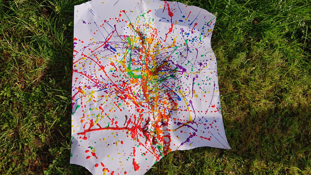 We tried a new activity tonight - pendulum painting! Our Rainbows had great fun, and the results were really varied and beautiful. Definitely one to do outdoors though!
