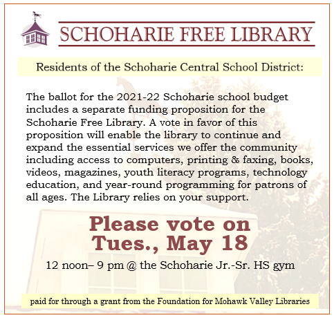 SchoharieLib's tweet photo. Mark your calendars and remember to vote! https://t.co/HbFIVaIrnc