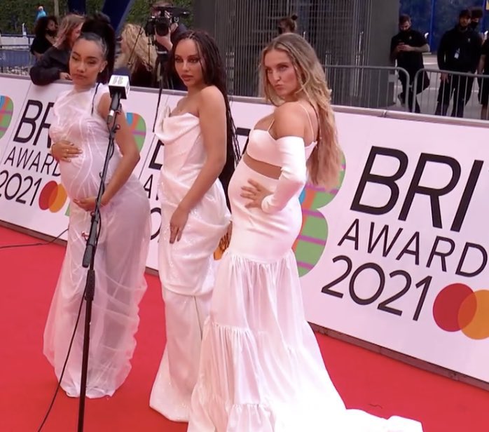 OfficialPLT's tweet photo. The first sight of @LittleMix looking like the angels they are 🥺😍🤍 #BRITs https://t.co/DafKAFdKo5