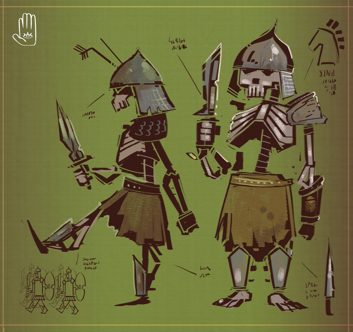 NotteStudio's tweet image. The Bois are coming hot and heavy!
💀💀💀 The only thing more dangerous than a skeleton is an armoured one!

Play #RumoursFromElsewhere now on Steam!
➡️➡️ bit.ly/3fWbLGn 
#indiegame #indiedev #roguelite  #indiegamedev #skeleton #conceptart #fantasy #spooky #2d