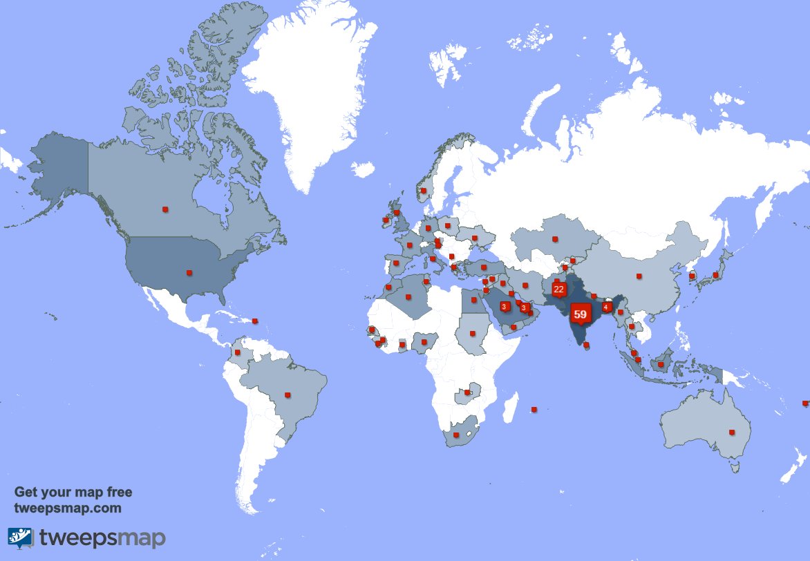 I have 3 new followers from India 🇮🇳 last week. See tweepsmap.com/!Shraddha_LFC