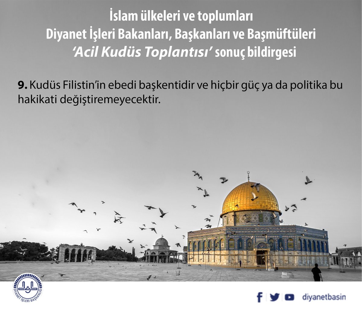 "Kudüs Filistin’in ebedi başkentidir ve hiçbir güç ya da politika bu hakikati değiştiremeyecektir" 

#israeliterrorism
#AlAqsaUnderAttack 
#SavePalestine 
#GazaUnderAttack 
#المسجدالأقصى
#MescidiAksadaBaskınVar 
#AksadaBaskın