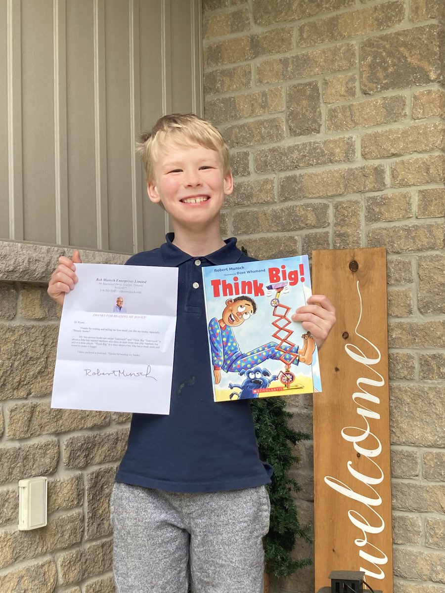 Wyatt received quite a surprise when Children's author Robert Munsch sent him a response to his letter, along with a brand new autographed copy of his newest book. Wyatt suggested Munsch's next book should be about Maple Syrup.  #robertmunsch 
  #InspiredLearning #sharethegood