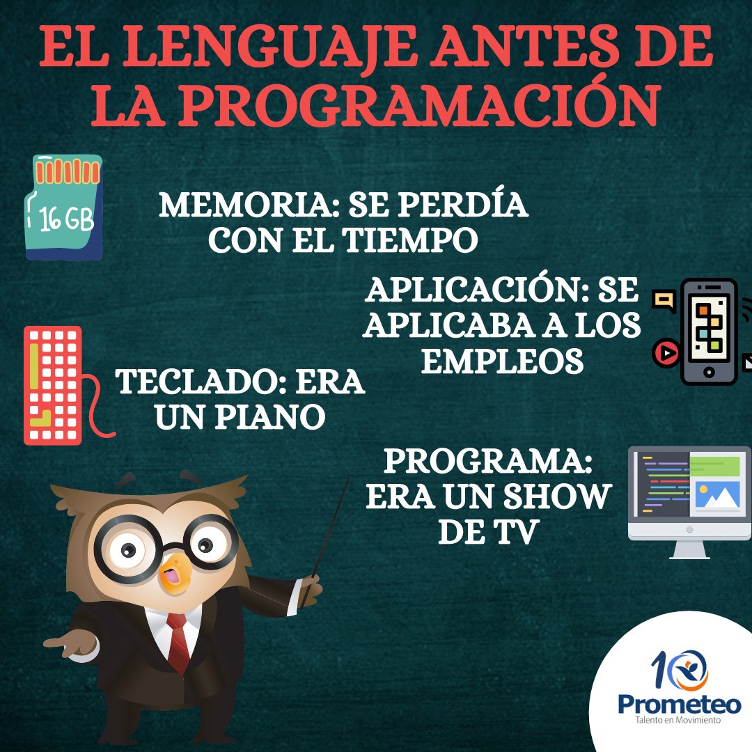 prometeo_hr's tweet image. Conocemos bien los lenguajes de Programación, pero alguien se acuerda del lenguaje  ANTES de la era de la programación y la computación?? 
Como hemos cambiado ⏱⏱
¿Te acuerdas de alguna otra? 
Comparte con la comunidad

#Developertime #Desarrolladores #Programadores #Lenguaje