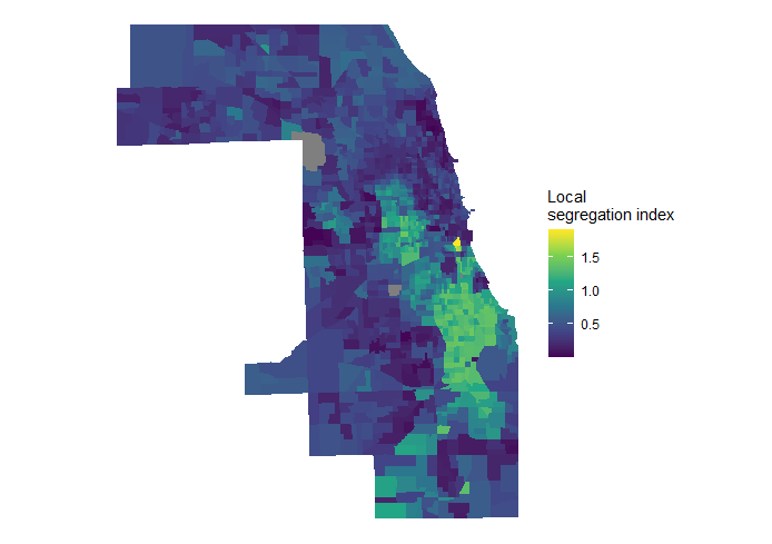 tidycensus and the segregation package by @elbersb make a great combination for analysis of residential segregation in #rstats.  Multigroup entropy indices and the dissimilarity index are straightforward to compute.