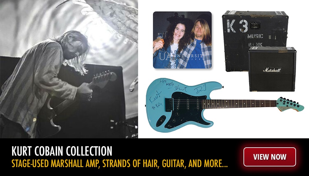 IconicAuctions's tweet photo. Kurt Cobain’s stage-used Marshall AMP &amp; six strands of his hair up for bid NOW https://t.co/3F5hM9xxOY ending May 15! Percentage of auction proceeds benefit Crew Nation, a global relief fund for live music crews #crewnation #livenation #Nirvana #KurtCobain @marshallamps https://t.co/apXMBt3jE9