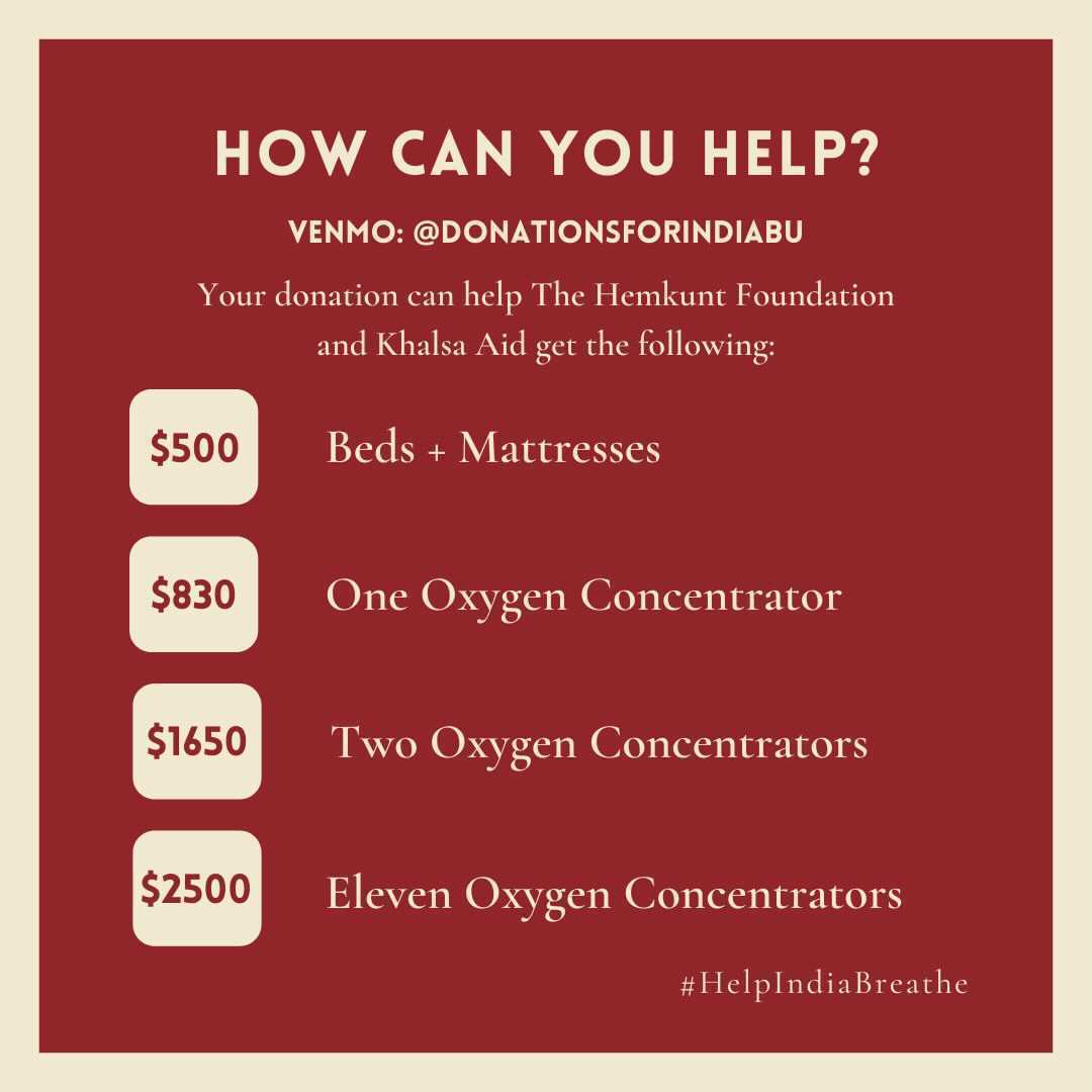fckitwontcutit's tweet photo. Please considering donating via Venmo @ donationsforindiabu. 

Donations go to The Hemkunt Foundation and Khalsa Aid to provide oxygen tanks and other supplies.

#helpindiabreathe https://t.co/3z6NHyvjjd