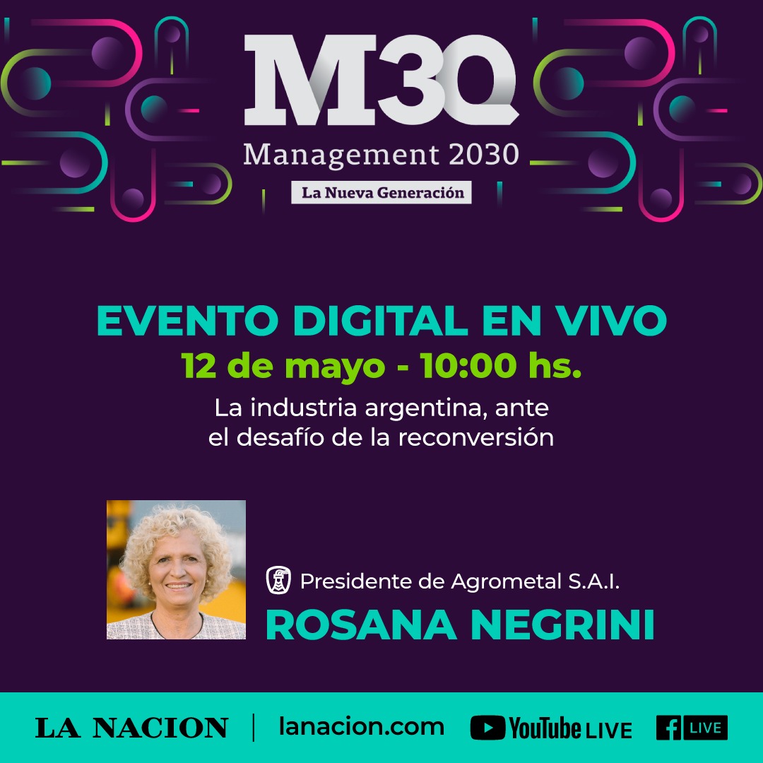 En el marco del congreso #Management2030 estaremos participando junto a las principales empresas del país en el capítulo "La industria Argentina, ante el desafío de la reconversión".
Gracias <a href="/lanacioncom/">La Nación</a> y <a href="/lanacionmas/">La Nación Más</a> por la invitación.
Los esperamos!