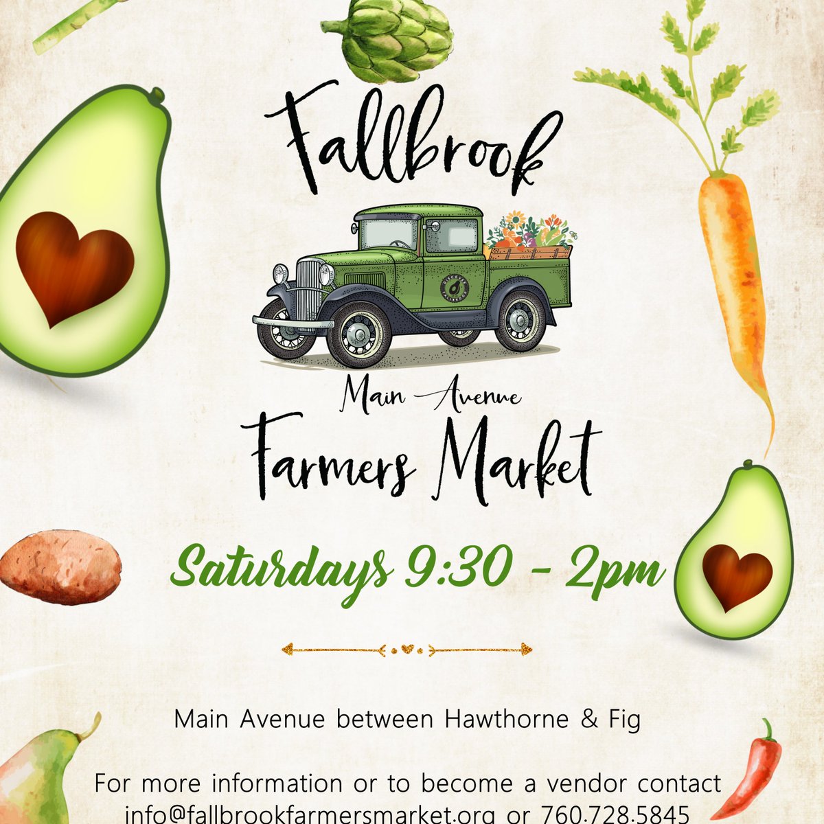 DFallbrook's tweet photo. Fallbrook has a Farmers Market! Every Saturday 9:30-2 on Main Ave. https://t.co/XK7FinWs7c
