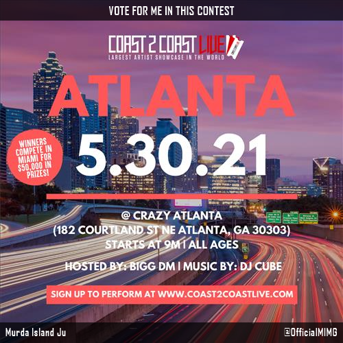 OfficialMIMG's tweet photo. Vote for me to perform for  $50,000 in Prizes!  at #Atlanta 5/30/21! https://t.co/8ocoQZYovD #Coast2Coast https://t.co/CaxUXLm4Uv