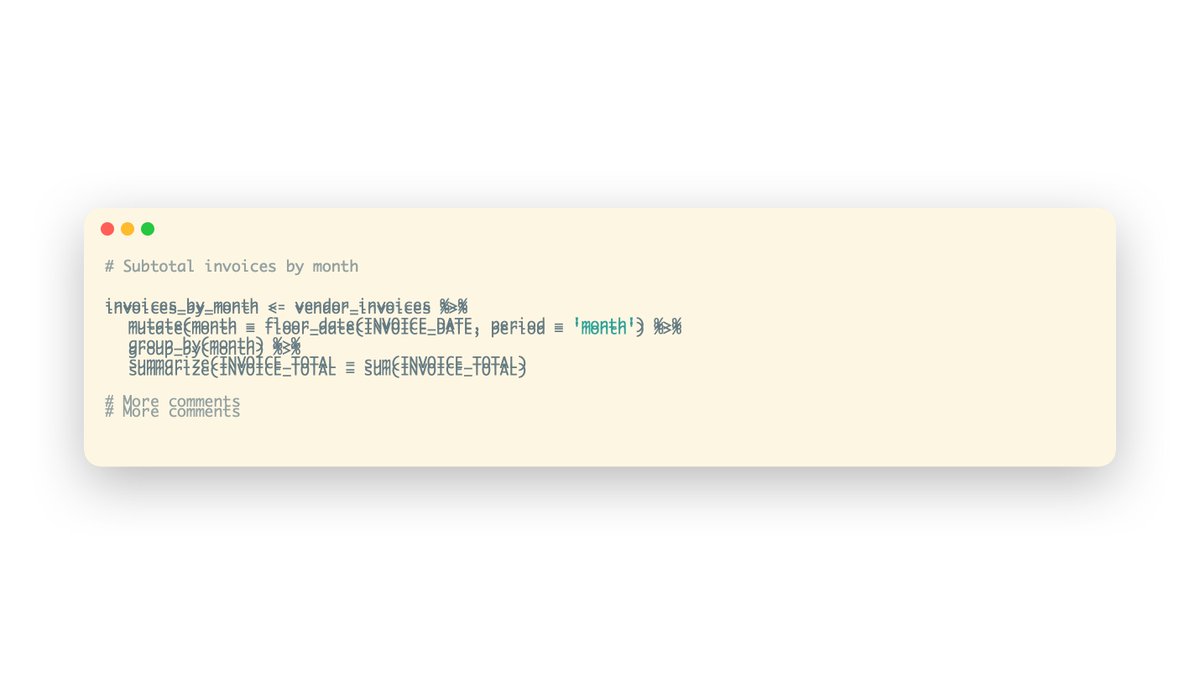 jon_lin's tweet photo. Quick experience with @CodeshotApp for #rstats: No syntax highlighting for %>%, |>, +, <- and arg names... and now its giving me hallucinations on export (but it looks fine in app?). https://t.co/IsjcEasAIk