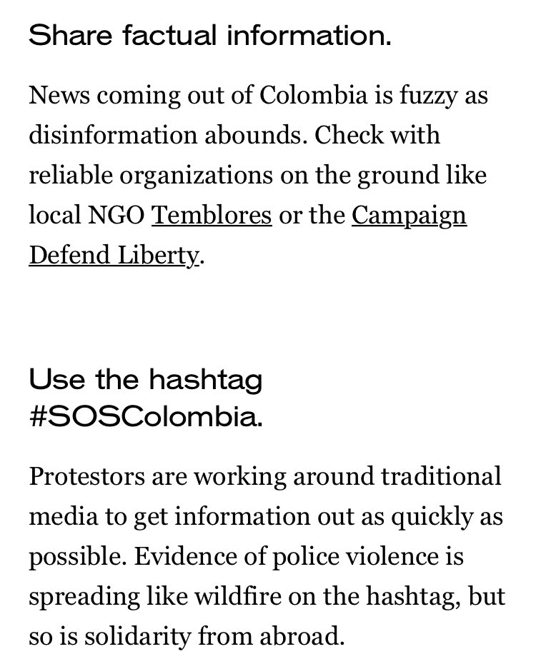 🇨🇴 here’s some information on what’s currently happening in colombia and how to help! i will link the full article below 

also please make sure to use the correct spelling, it’s COLOMBIA, NOT columbia #SOSColombia