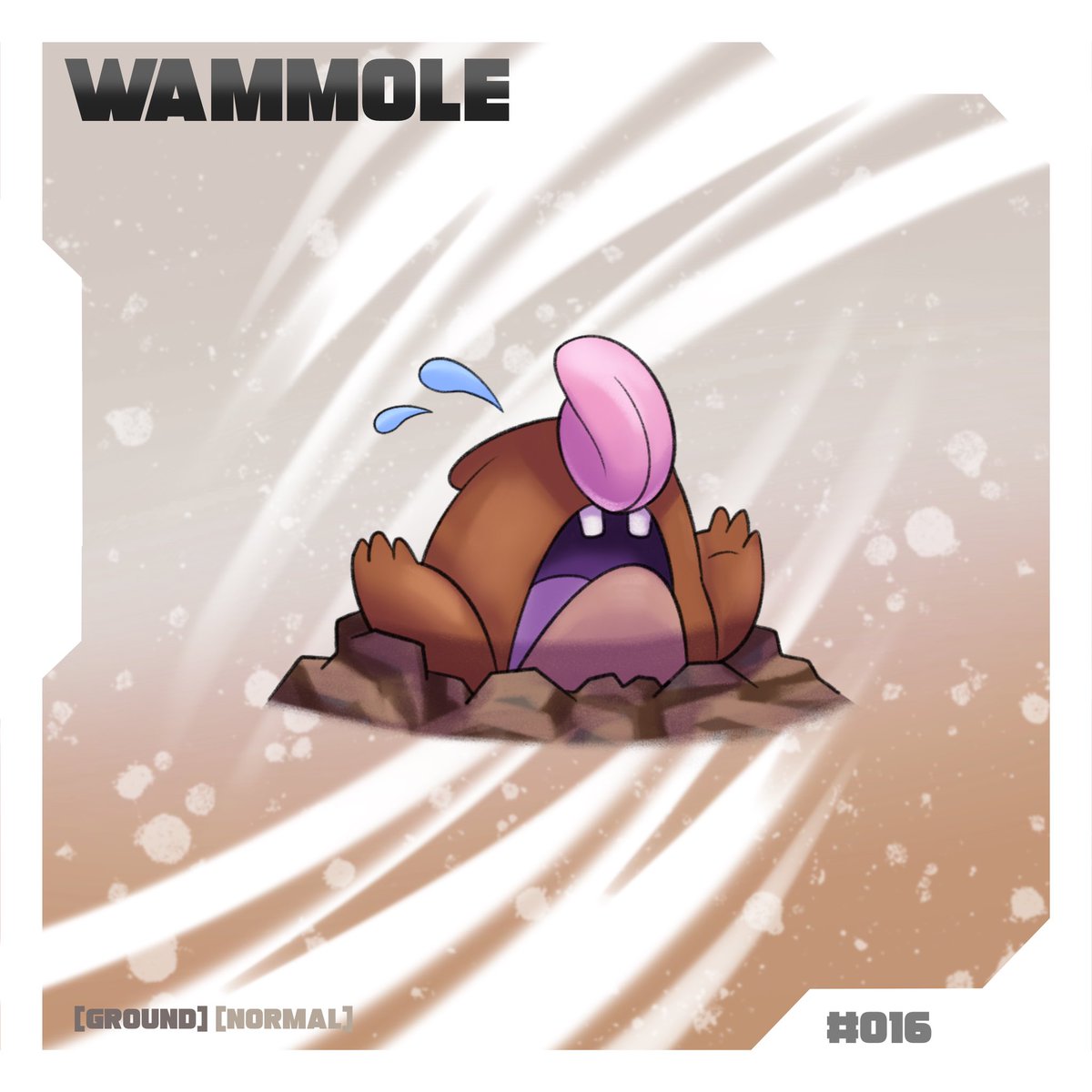 Brettybooop's tweet photo. Enter WAMMOLE! This little guy tends to get stuck in his own hole. A good soft bonk on his head usually does the trick.

#fakemon #pokemon https://t.co/X9QSzO2Fvi
