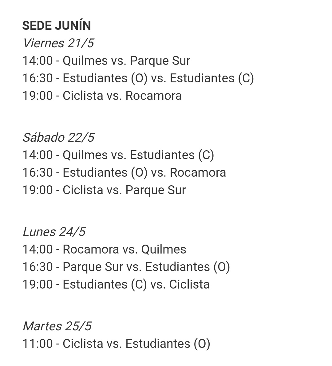 Confirmada la nueve sede donde jugará Estudiantes. Será en la ciudad de Junín a partir del 21 de mayo, y enfrentará a los mismos rivales que en Concordia.