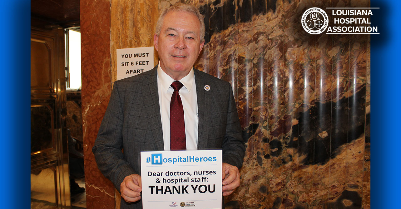 LAHospitals's tweet photo. For #VirtualHospitalDay and National #HospitalWeek, Rep. @rwmdvm shared a special thank you to #LouisianaHospitals and the #HealthcareHeroes in his district. @MindenMedCenter #HospitalHeroes #lalege #lagov https://t.co/cEtwwKFrGo