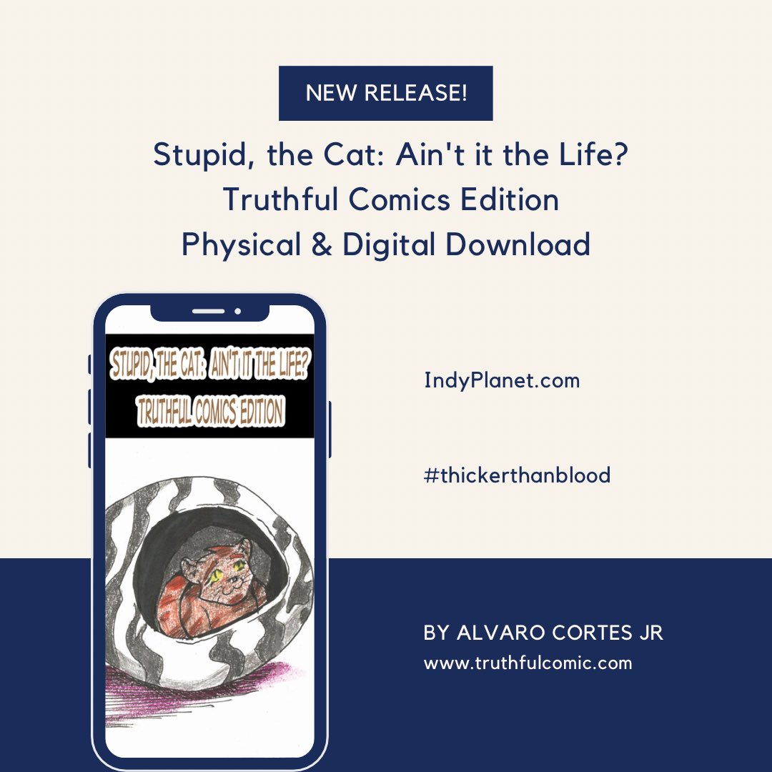 TruthfulComics1's tweet photo. Now Available! "Stupid, the Cat: Ain't it the Life?" TC Edition! Physical &amp; download! https://t.co/bNWwkn78Si… #catcomic #cats #indiecomics #comics #digitalcomics #comicspuertorico #indie #indieartist https://t.co/AXpcBSHzUX