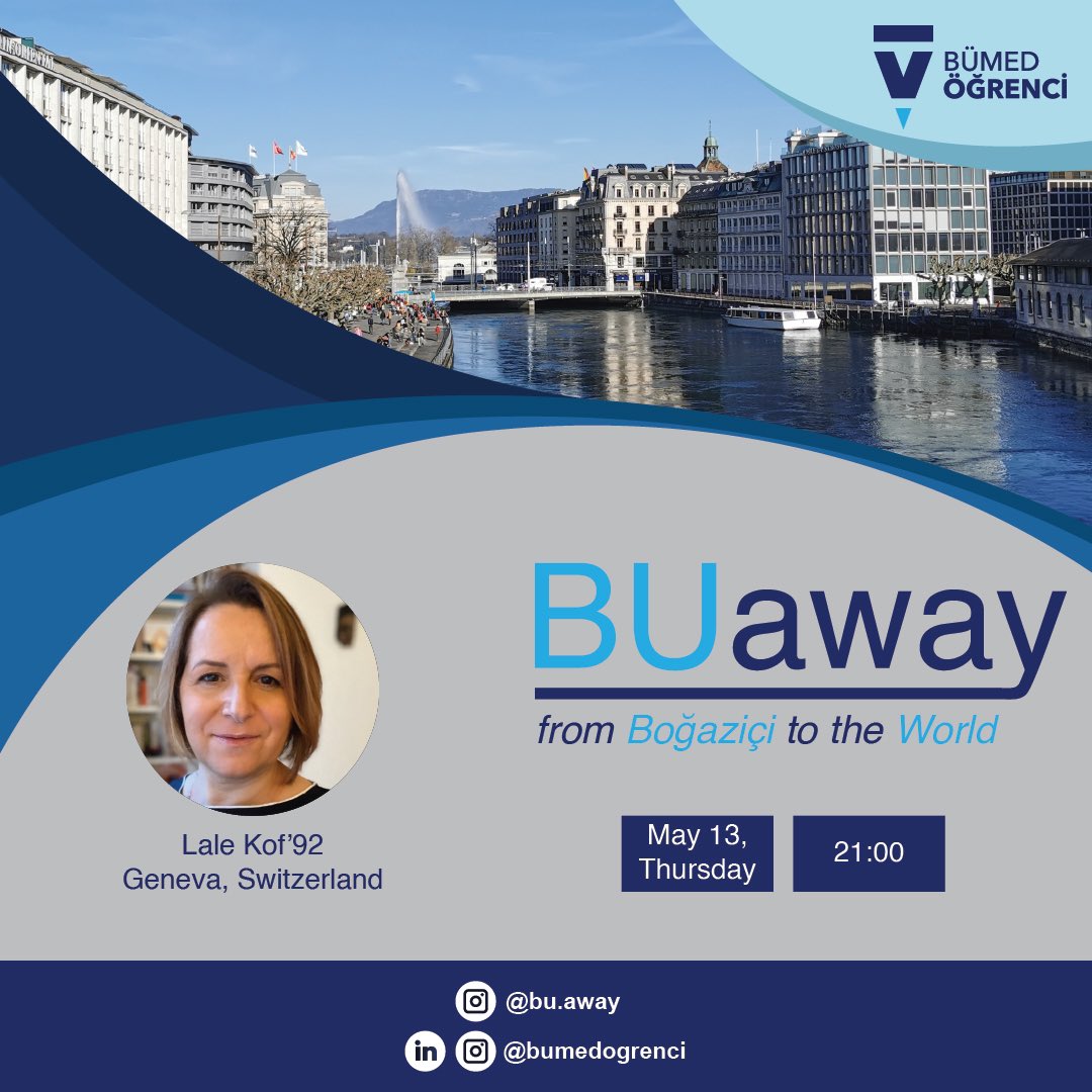 BUaway'de, ikinci konuğumuz Bilgisayar Mühendisliği mezunu Lale Kof’92/ Our second guest at BUaway, Computer Engineering graduate Lale Kof'92

🗓Tarih/Date: 13.05.2021 Perşembe/ Thursday
⏰Saat/Clock: 21:00/ 09:00 PM (GMT+03:00) 
🎟Kayıt/Register: ogrenci.bumed.org.tr/BUaway/