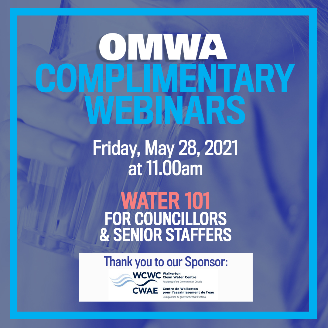 muniwater's tweet photo. NEW OMWA Complimentary Webinars!

Mark your calendars:
Water 101  for  Councillors and Senior Staffers
👉🏻Friday, May 28th, 2021

Register today:
👉🏻https://t.co/sq3VX042B2

operator#apprentice#watertreatment#waterworks#ontario#kingston#stormwater#OMWA #wastewater#drinkingwater https://t.co/41erioNprz