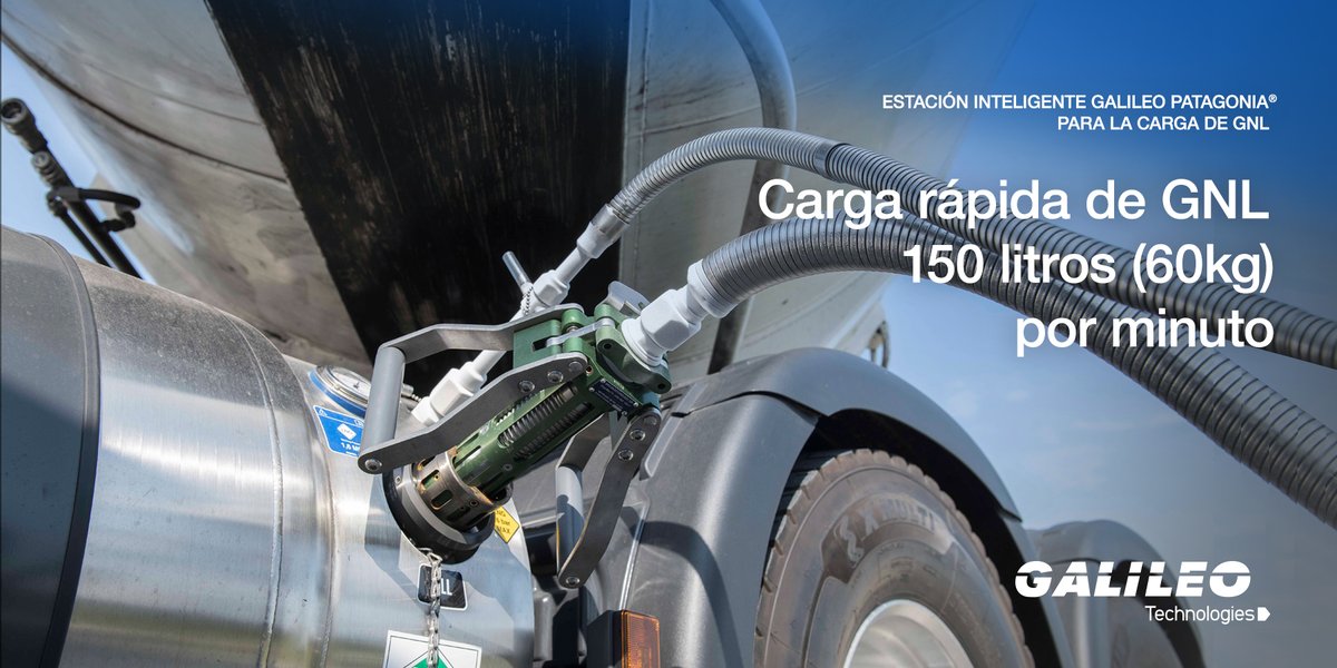 Con nuestra nueva Estación Inteligente Galileo Patagonia, la carga de GNL es extremadamente rápida: despacha 150 litros de GNL por minuto. Esto es un cambio radical para el transporte pesado: un camión puede reabastecerse plenamente de combustible en menos de 6 minutos. #GNL