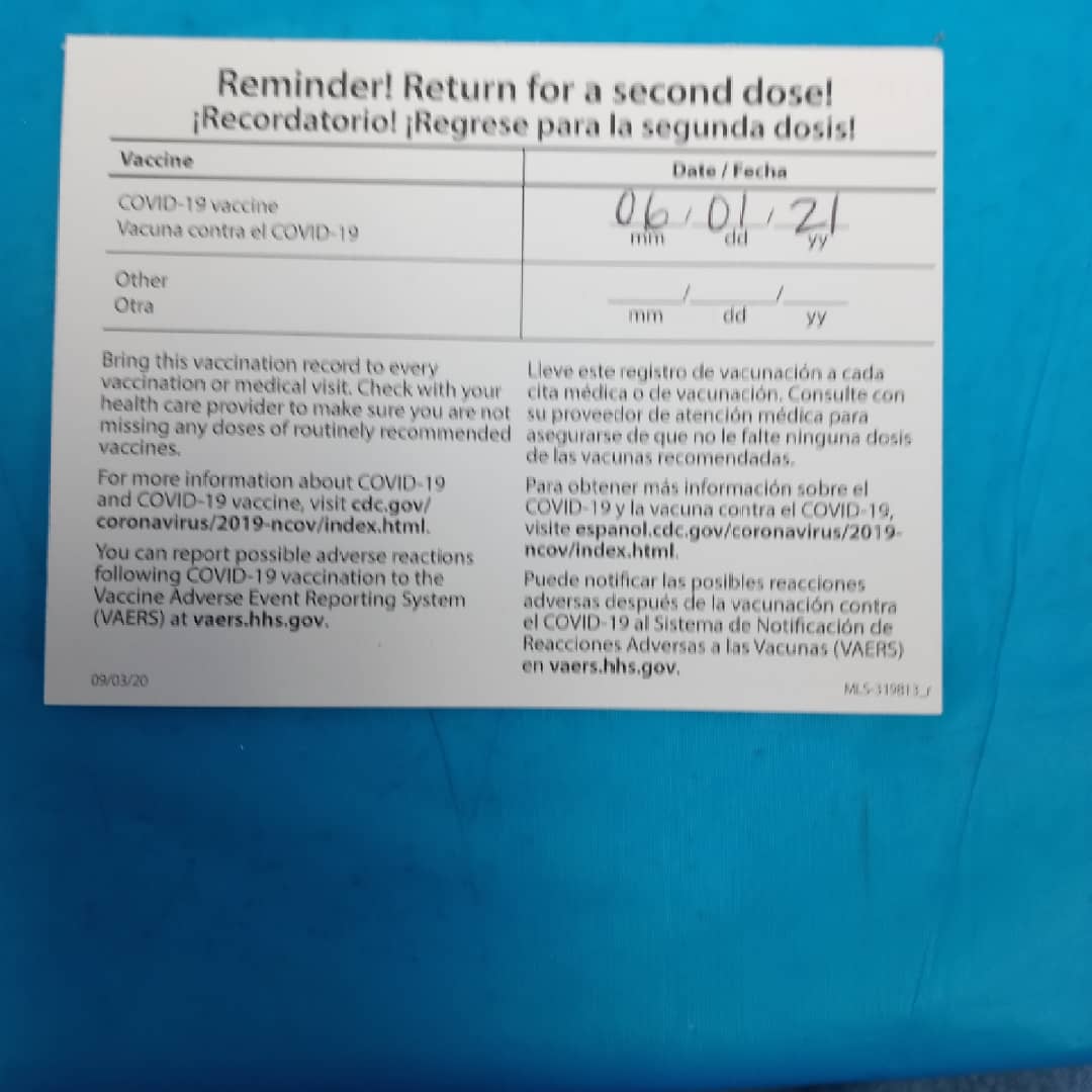 JosephKaisler's tweet photo. I just got my 1st Covid-19 shot https://t.co/qxBoth3dsL