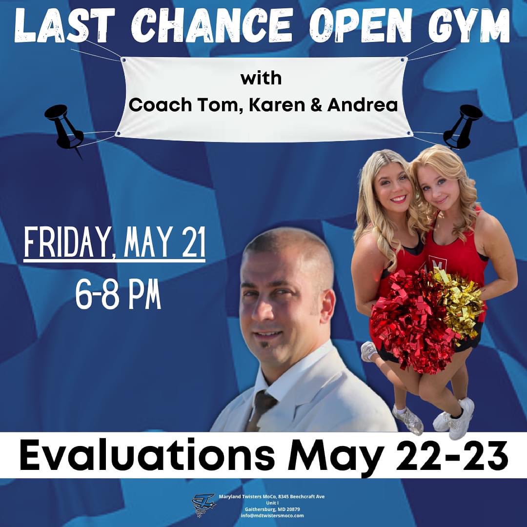 ‘Twas the night before tryouts...where will too be?  Last chance open gym at MDT MoCo!  Get right for tryouts! #blackandbluecrew