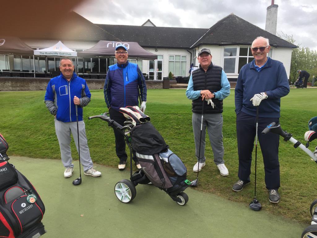 Alan Hobson, Seniors Captain, and past Captain Lee Berridge lead out the Seniors in a new fixture with  Glen Gorse. Rushcliffe ran out 5-1 winners on a particularly wet and windy day!