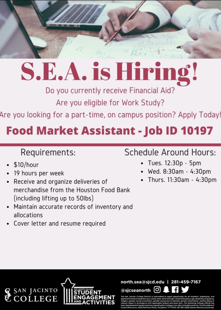 Student Engagement is currently hiring at North campus! Check out our posts for more information on how you can apply. You can head to our linktree in our bio to start applying today! 
⭐️Job ID for North: 10197 ⭐️